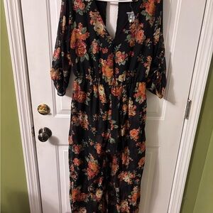 Floral Black Maxi Dress with shorts Size M